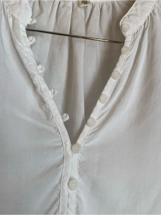Cloth & Stone White Tencel Lyocell Peasant Blouse Petite Small Prairie Cottage - Picture 5 of 8